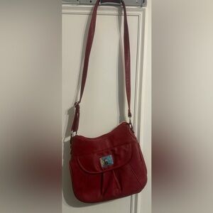 Elegant Red Leather Shoulder Bag